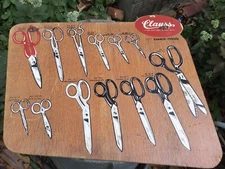 VTG WOOD SIGN “CLAUSS” FINE CUTLERY SINCE 1877 HOT HAMMER-FORGED SCISSORS