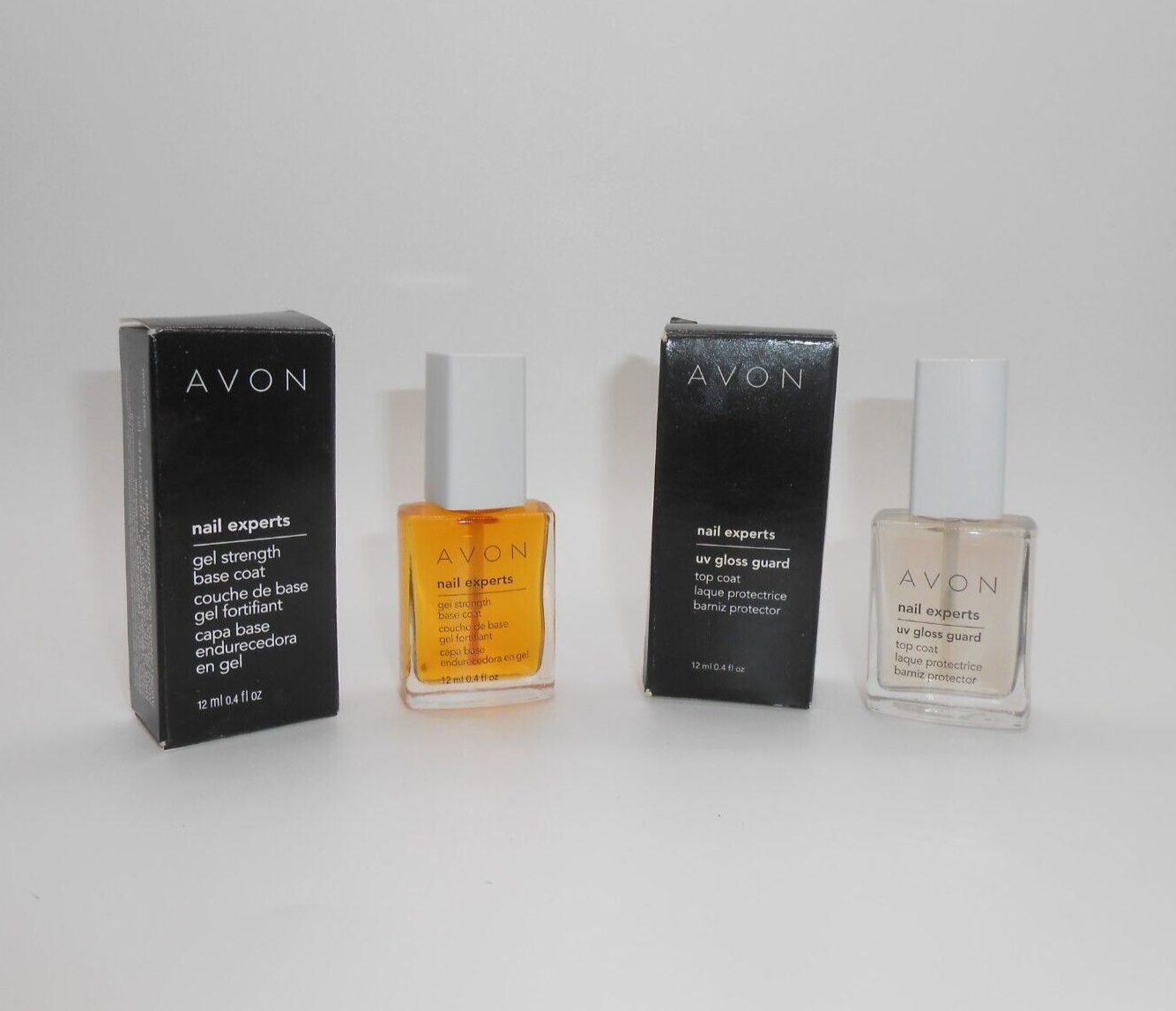 Lot Avon Nail Experts Gel Strength Base & UV Gloss Guard Top Coat 0.4