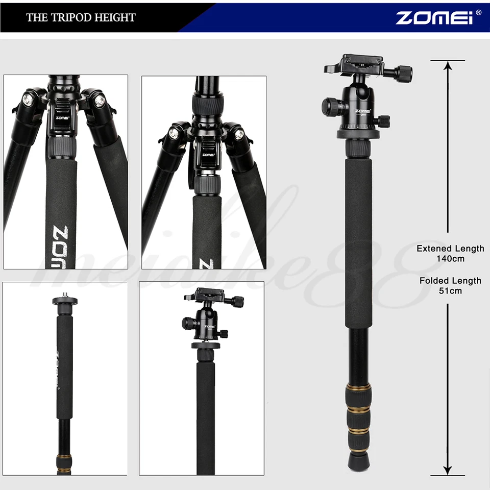 ZOMEI Q666 Portable Professional Aluminum Tripod With Ball Head For DSLR Camera - Image 4 of 4