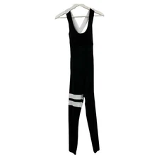 Full jumpsuit S womens bodysuit fitted black criss cross back athletic fitness