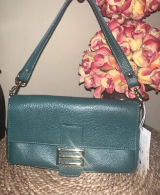 NWT DIVINA FIRENZE GREEN ITALIAN LEATHER HANDBAG PURSE  ART.ABBI COL.Pavone