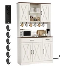 71" Kitchen Pantry Storage Cabinet, Farmhouse Hutch Cabinet with Microwave Stand