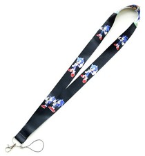 Black Super Sonic with multiple Blue Sonics Lanyard ID Holder Keychain-Brand New