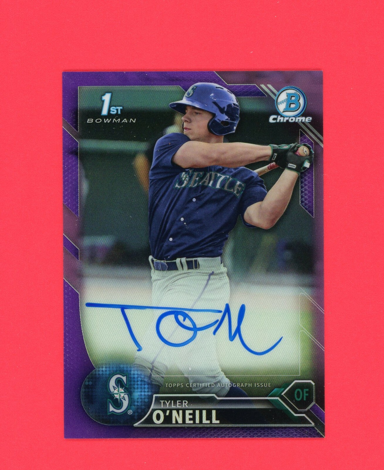 Tyler O'Neill 2016 Bowman Chrome Purple Refractor Auto  /250  Cardinals