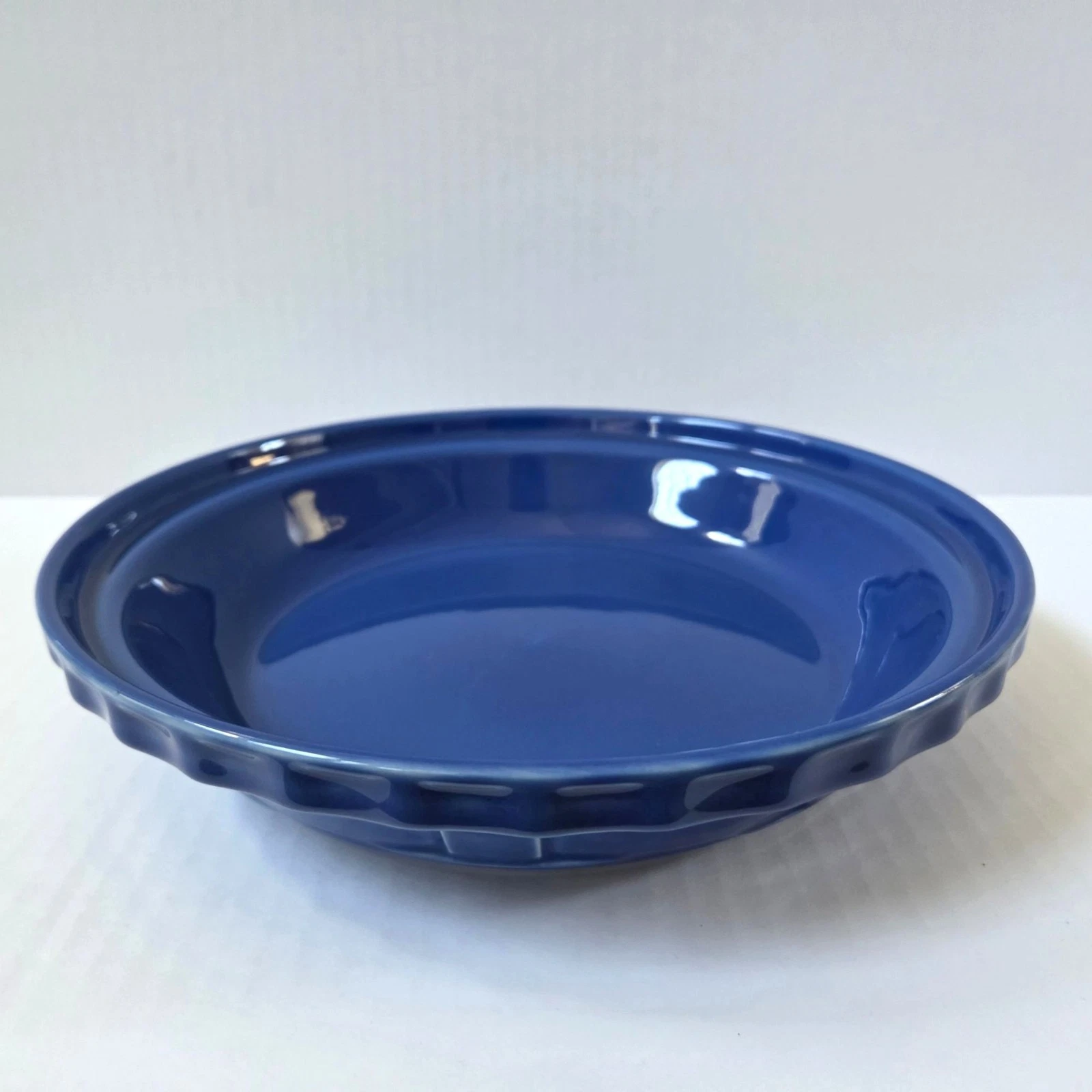 Longaberger Woven Traditions Cornflower Blue Pottery Pie Plate Dish USA Made