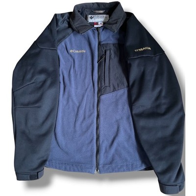 Columbia Titanium Interchange Fleece Jacket Mens Large Blue Black Full Zip Tech