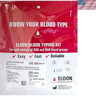 Home Blood Typing Kit - New Package + Improved Lancet