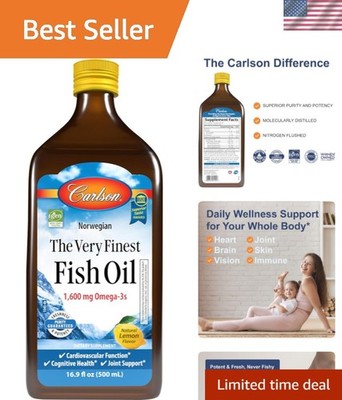 The Very Finest Fish Oil, 1600 mg Omega-3s, Liquid Supplement, Norwegian, Wil...