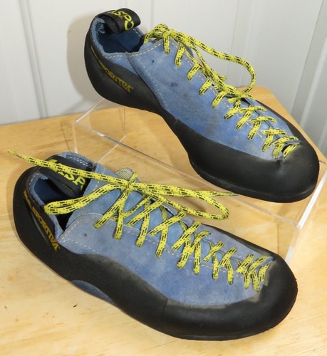 La Sportiva Rock Climbing Cliff Shoes Suede Blue Black Womens Sz EU 38/US 7