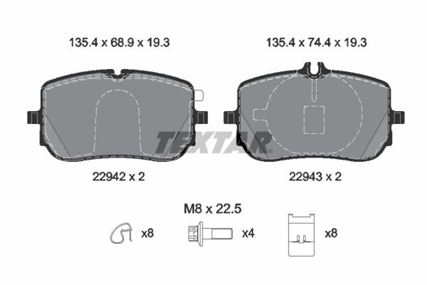 Bremsbelagsatz Scheibenbremse Textar 2294201 FüR Mercedes GLA CLA W247 GLB W177-image