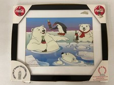 Vintage 1998 Coca Cola tirages de collection 3D ours polaires et pingouin encadrés neuf