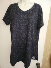 Game Time Womens V-Neck Performance Fitness Short Sleeve Shirt Plus Size 1X