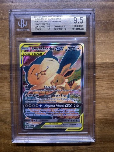 POKEMON EEVEE SNORLAX GX TAG TEAM PROMO SM169 BGS 9.5