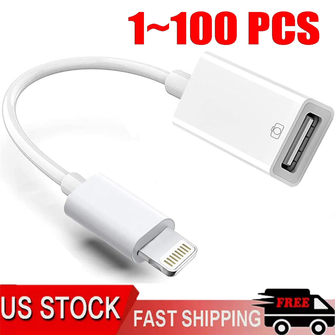 To Camera USB Female OTG Connector Adapter Cable For Apple iPhone iPad iPod Lot