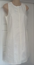 J Crew White Denim Dress NWT Raw Hem $79 Fits Girls XL  Sleeveless 100% Cotton
