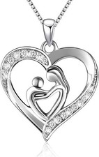 Mothers Day Gifts for Women 925 Sterling Silver Mother and Daughter Son Love Hea