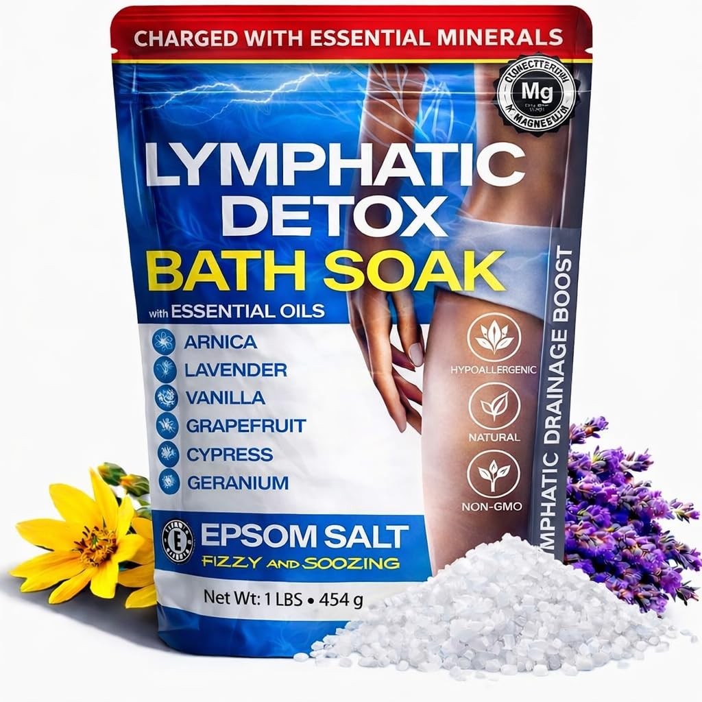 Bruizex Arnica Montana Bath Salts, Epsom Salt Bath Soak for Lymphatic Drainage &