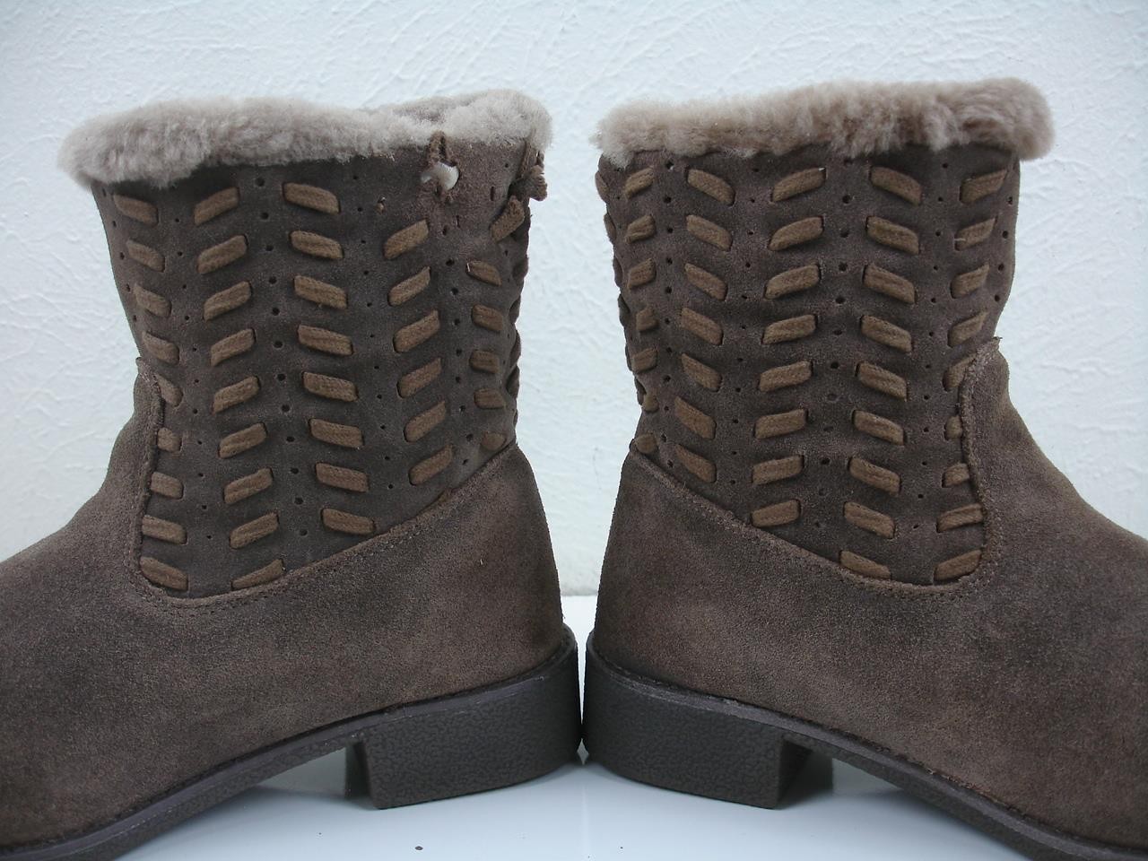 Women's 7.5 M Abeo Bristol Brown Sheepskin Shearling Fur Ankle Boots Winter Snow image 2