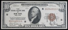 1929 Small Size $10 National Currency Federal Reserve Bank Of New York Crisp AU