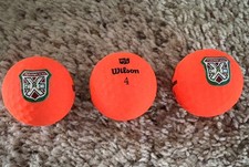 Caddyshack Style Bushwood Country Club Sleeve of THREE Orange Wilson Golf Balls