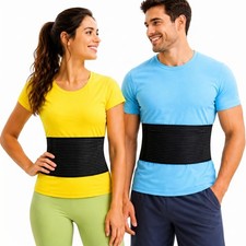 Rib Brace for Men and Women - Wrap, Belt S/M 25" to 36" , Black