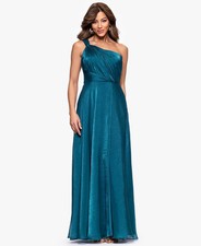 XSCAPE Women's One-Shoulder Organza Ball Gown Teal 8 | MSRP $259