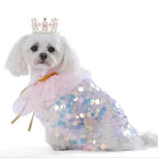 Dog Princess Dress Costume with Rhinestones Crown,Pet Cat Cape Cloak Birthday...