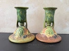 New ListingVINTAGE 1932 ROSEVILLE BLACKBERRY CANDLESTICKS #1086-4 FOIL STICKER MINTY