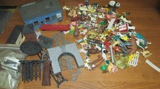 Vintage Huge lot of Farm animals and buildings Plastic PVC rubber