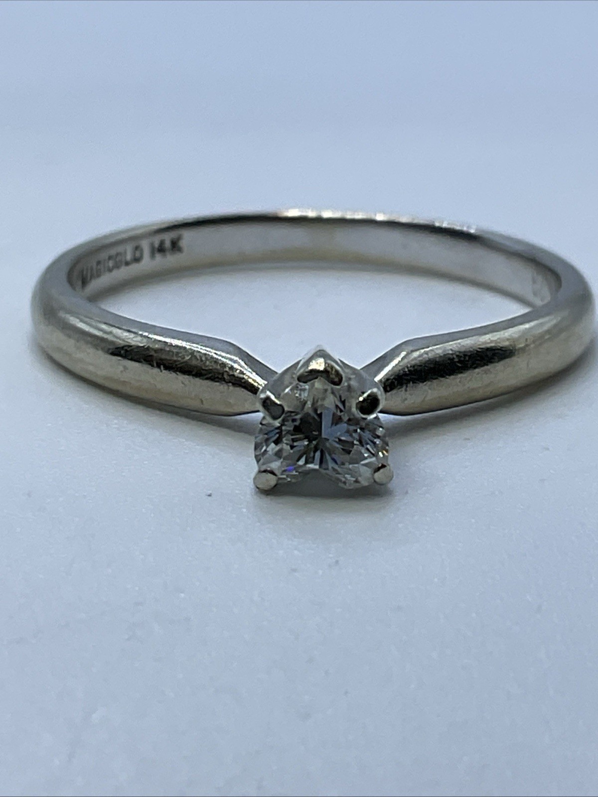 MAGIC GLO Engagement Ring Solid 14K White Gold So… - image 13
