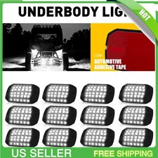 12x Pure White LED Rock Lights Underbody Glow Lamp for Offroad SUV Pickup Truck