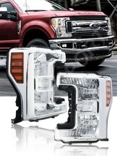 Set of Pair OE Style Chrome Headlights for 2017-2019 F250 F350 SuperDuty XL XLT