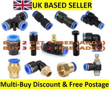 PNEUMATIC PUSH IN FITTING AIR WATER PIPE - ALL TYPE FITTINGS 4-6-8-10-12-14-16MM
