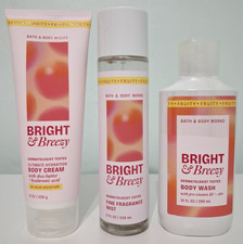 Bath Body Works Bright Breezy Fragrance Mist, Cream Body Wash Set of 3