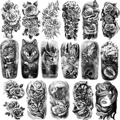 Temporäre Tattoos 77 Blatt  Frauen Männer Tier Blumen Fake