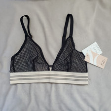 Lively Bralette Wireless Black Mesh Stripe Wi...