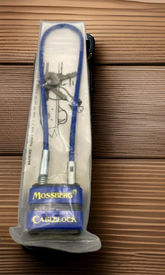 MOSSBERG trava de cabo arma de fogo trava azul instruções 2 chaves novo e lacrado - Imagem 2 de 2