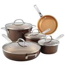 Curry Home Collection Nonstick Cookware Pots and Pans Set, 9 Piece, Brown Sugar
