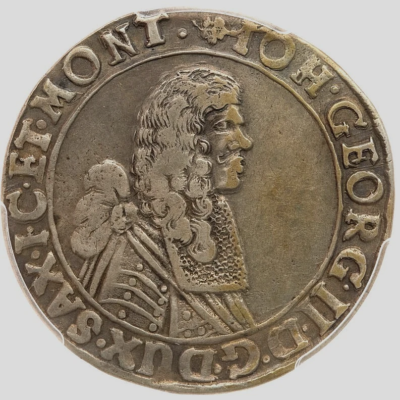 1668-CR German States SAXONY-ALBERTINE 1/3 Thaler Silver Coin PCGS XF-40 - Image 2 of 3