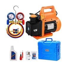 4.5 CFM AC Vacuum Pump and Gauge Set,for Mini Split,HVAC,Auto Systems,Manifol...