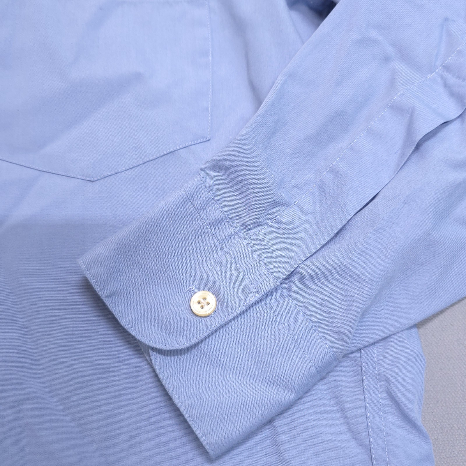 Camicia Yves Saint Laurent uomo 33 15 5 blu popeline nascosta con bottoni chemises YSL