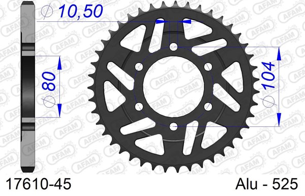 Kettenrad Alu 45-ZäHne 525-Teilung FüR Kawasaki Z 1000 F Bj. 2014-2016-image