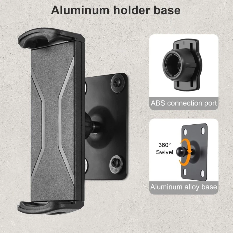 Universal Tablet Wall Mount 360° Adjustable Aluminum Holder for 5.3-10.8" iPad - Image 4 of 4