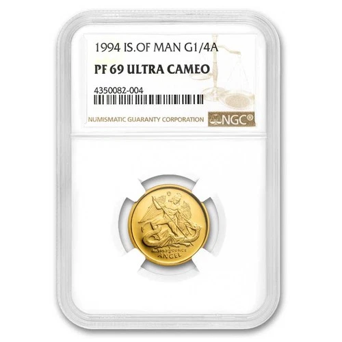 1994 Isle of Man 1/4 oz Gold Proof Angel (10th Anniv) PF-69 NGC