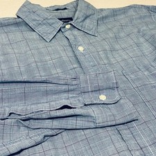 Burberrys Button Down Shirt Mens L Blue Plaid Check Long Sleeve