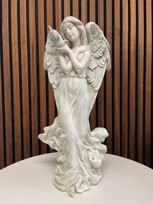 Engel Figur mit Vogel, Höhe ca. 43 cm