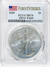 2020 SILVER EAGLE PCGS MS70 *FIRST STRIKE* - FS FLAG