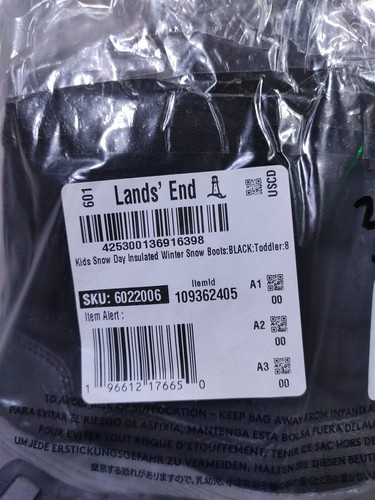 Lands End Boots Toddler Boys Girls Size 8 Black Snow Day Shoes Kids - Picture 7 of 7