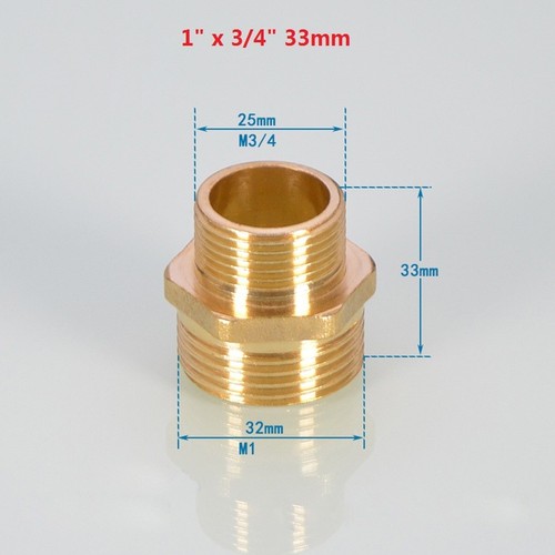 BSP 1/2" 3/4" 1" Male Thread Brass Coupler Connector Joiner Pipe Fitting Adapter - Picture 22 of 25