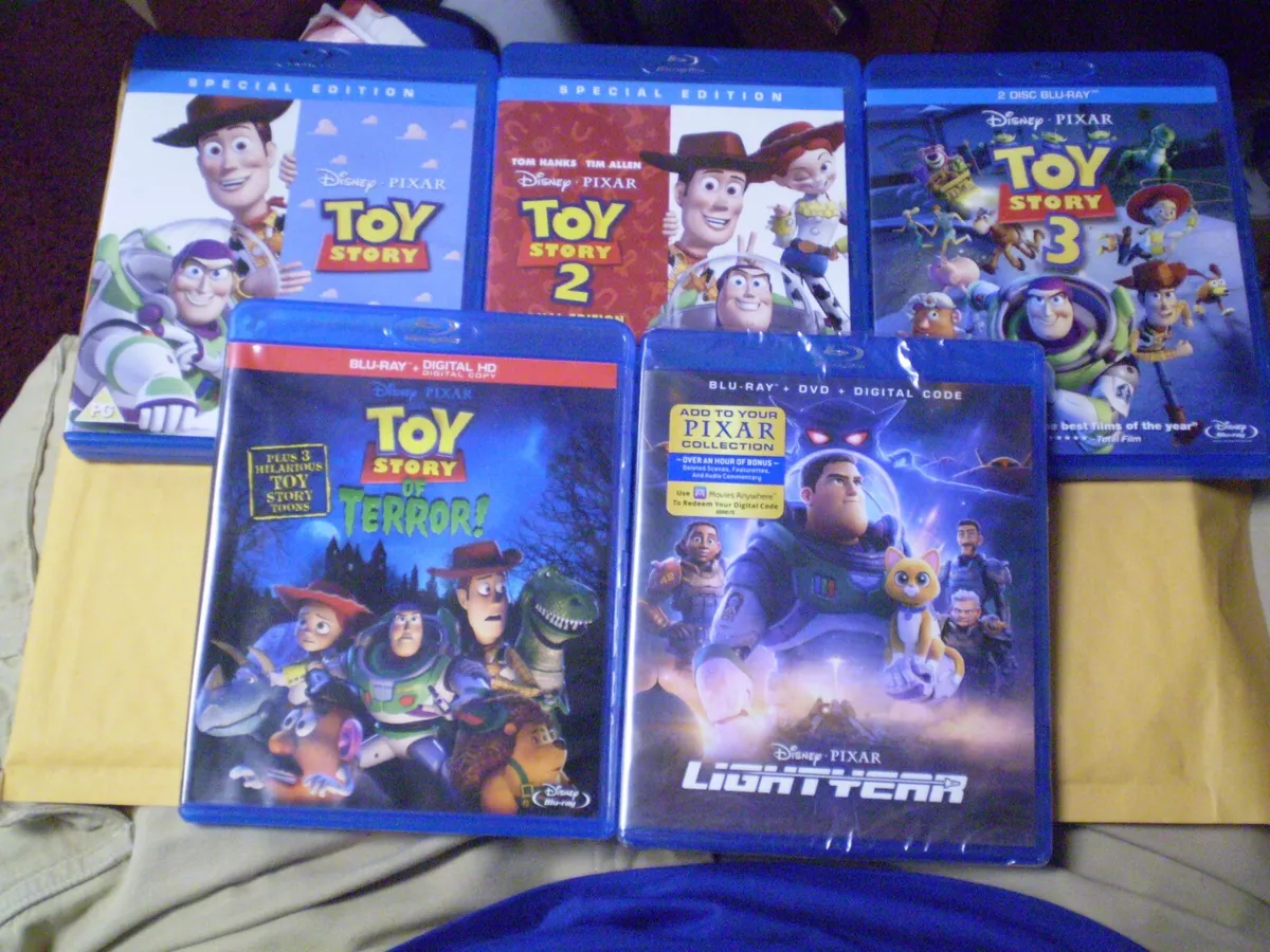 5) Disney Pixar Toy Story Children's DVD Lot: Toy Story 1-3 + Lightyear  (NEW)